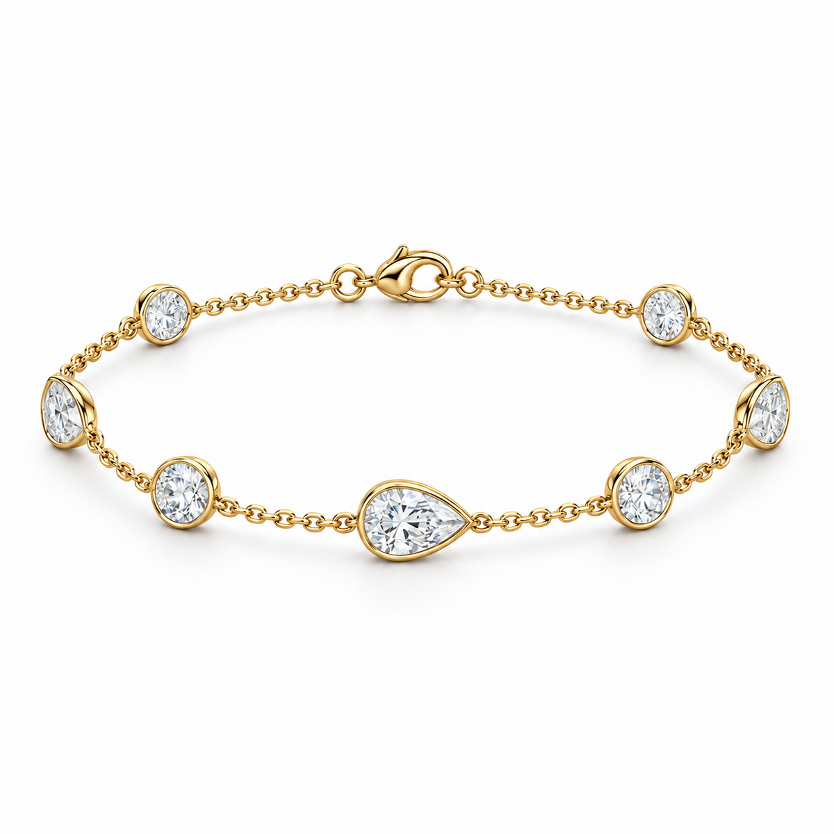 [metal:yellow-gold] Evangeline Station Bracelet — front — Yellow gold colour preview [catalog-v4]