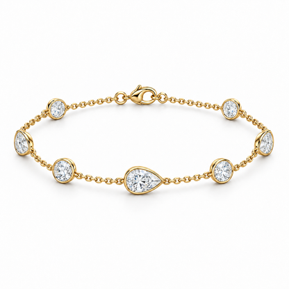 [metal:yellow-gold] Evangeline Station Bracelet — front — Yellow gold colour preview [catalog-v4]