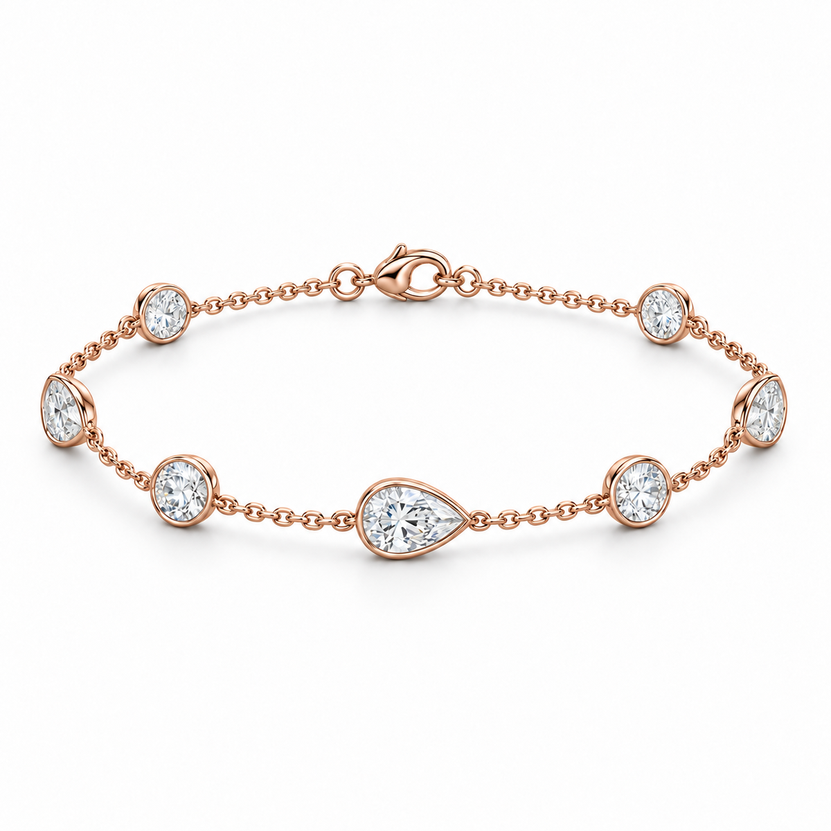 [metal:rose-gold] Evangeline Station Bracelet — front — Rose gold colour preview [catalog-v4]