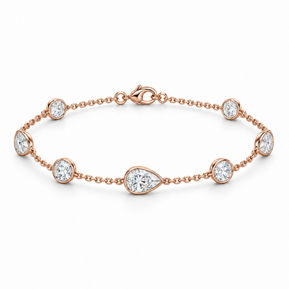 [metal:rose-gold] Evangeline Station Bracelet — front — Rose gold colour preview [catalog-v4]