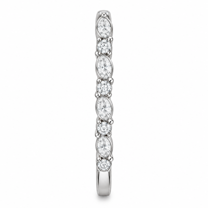 [metal:white-gold] Evelina Marquise Diamond Ring — side-profile — Marquise and round diamond botanical band, edge profile studio view [catalog-v4]
