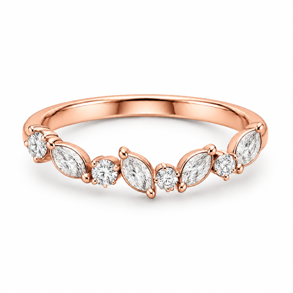 [metal:rose-gold] Evelina Marquise Diamond Ring — front — Rose gold colour preview [catalog-v4]