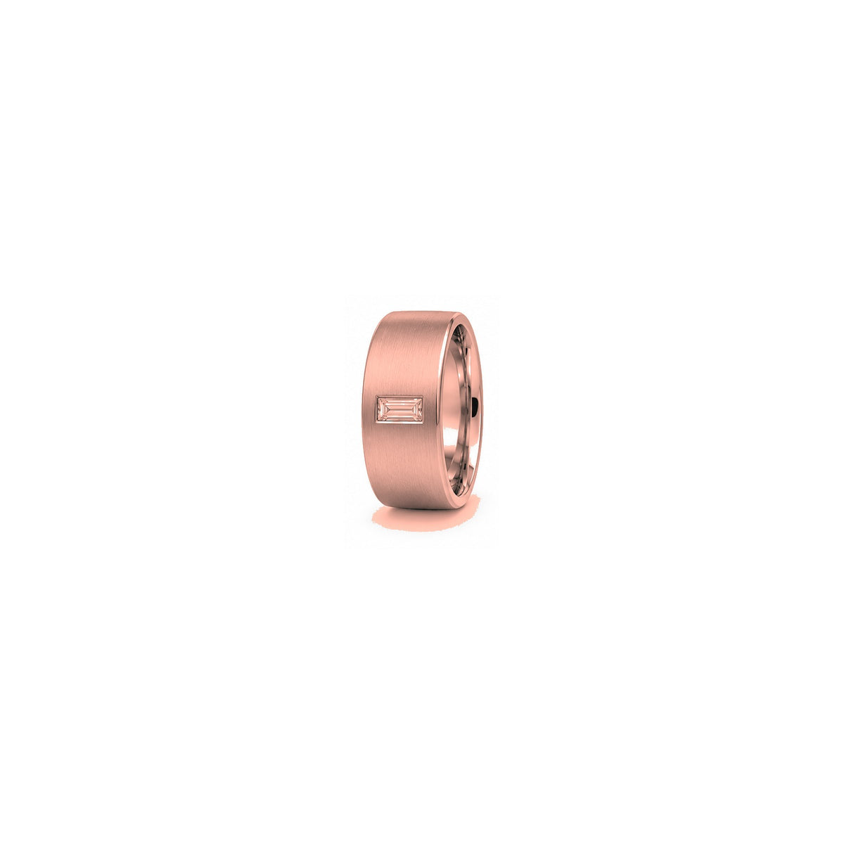 [metal:rose-gold] Fabian Baguette Diamond Band — rose gold hero — illustrative catalogue render