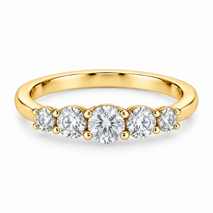 [metal:yellow-gold] Felicite Five-Stone Ring — front — Yellow gold colour preview [catalog-v4]