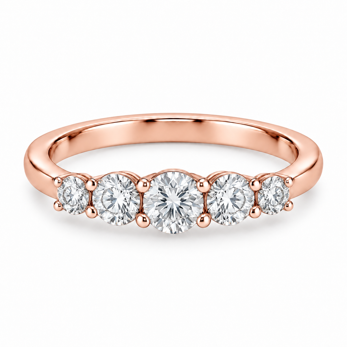 [metal:rose-gold] Felicite Five-Stone Ring — front — Rose gold colour preview [catalog-v4]