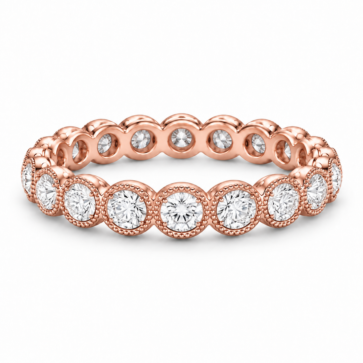 [metal:rose-gold] Fleur Scalloped Eternity Ring — front — Rose gold colour preview [catalog-v4]