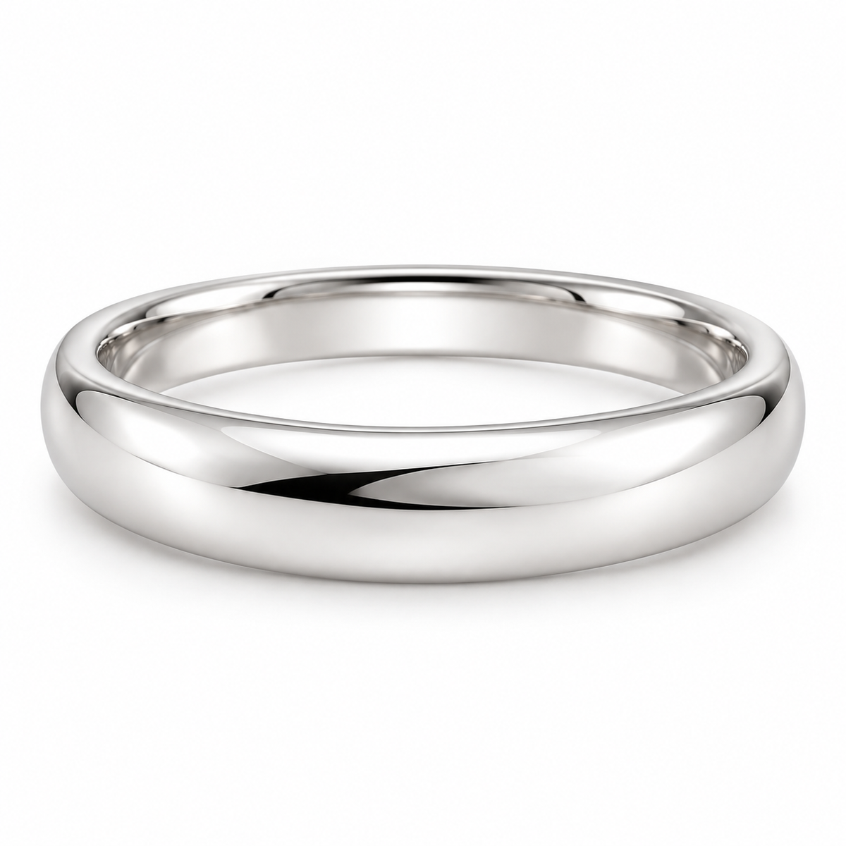 [metal:white-gold] Florence Ribbon Band — front — Tapered ribbon band, shallow front studio view [catalog-v4]