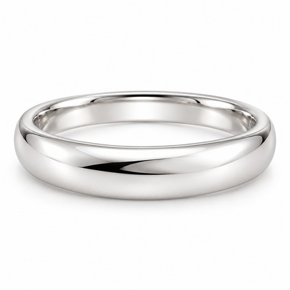 [metal:white-gold] Florence Ribbon Band — front — Tapered ribbon band, shallow front studio view [catalog-v4]
