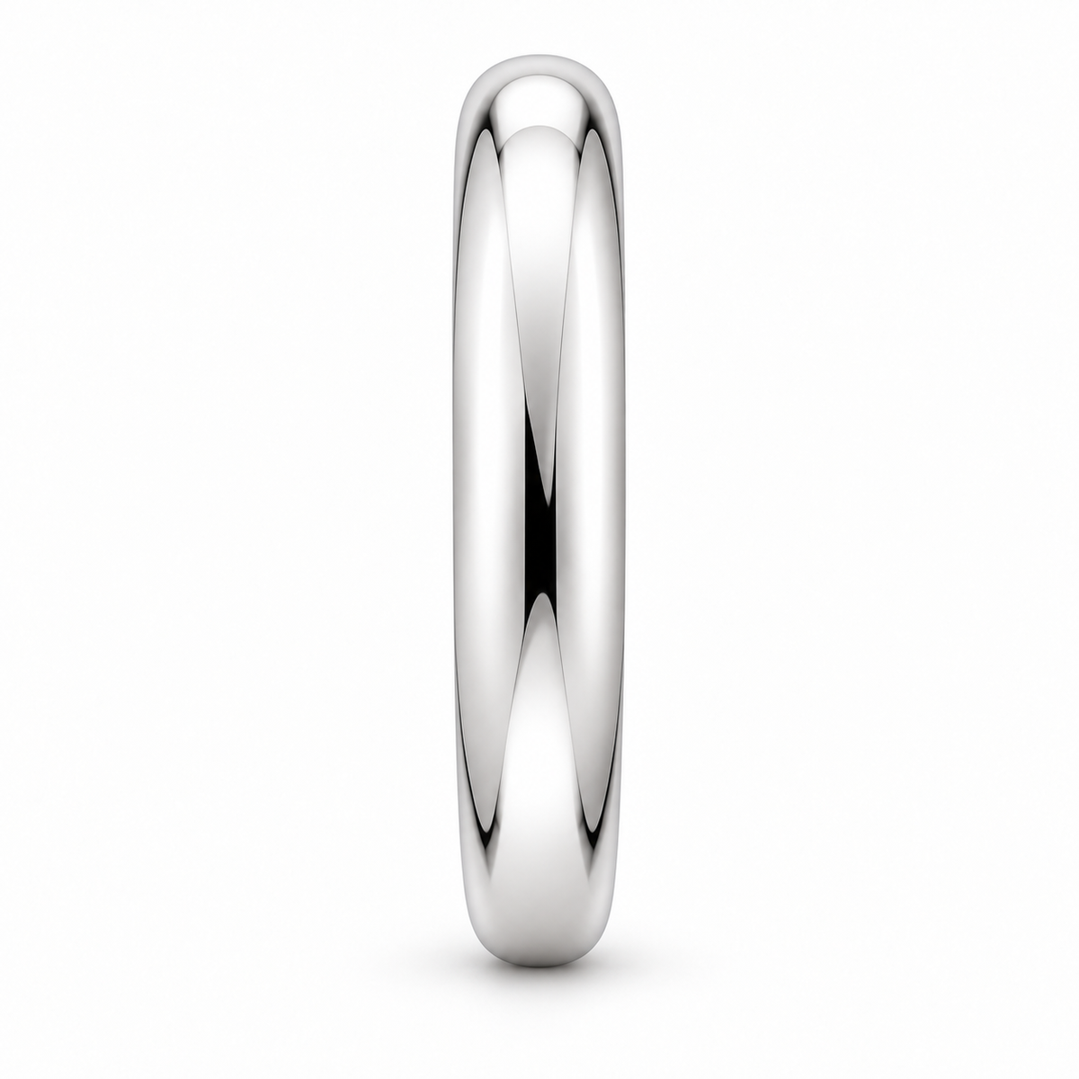 [metal:white-gold] Florence Ribbon Band — side-profile — Tapered ribbon band, edge profile studio view [catalog-v4]