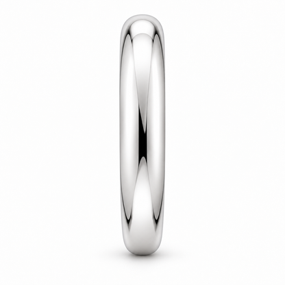 [metal:white-gold] Florence Ribbon Band — side-profile — Tapered ribbon band, edge profile studio view [catalog-v4]
