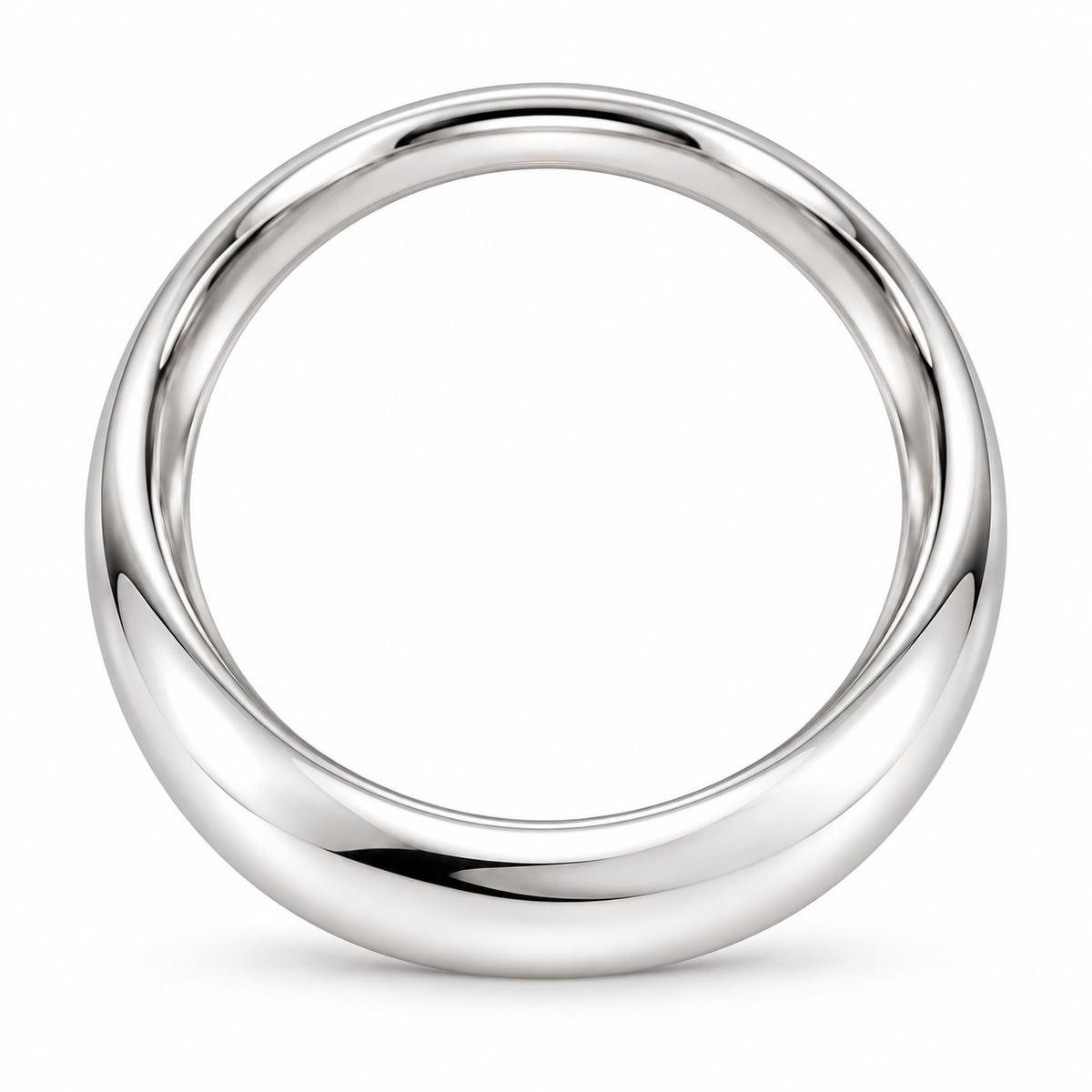 [metal:white-gold] Florence Ribbon Band — top — Tapered ribbon band, circular elevation studio view [catalog-v4]