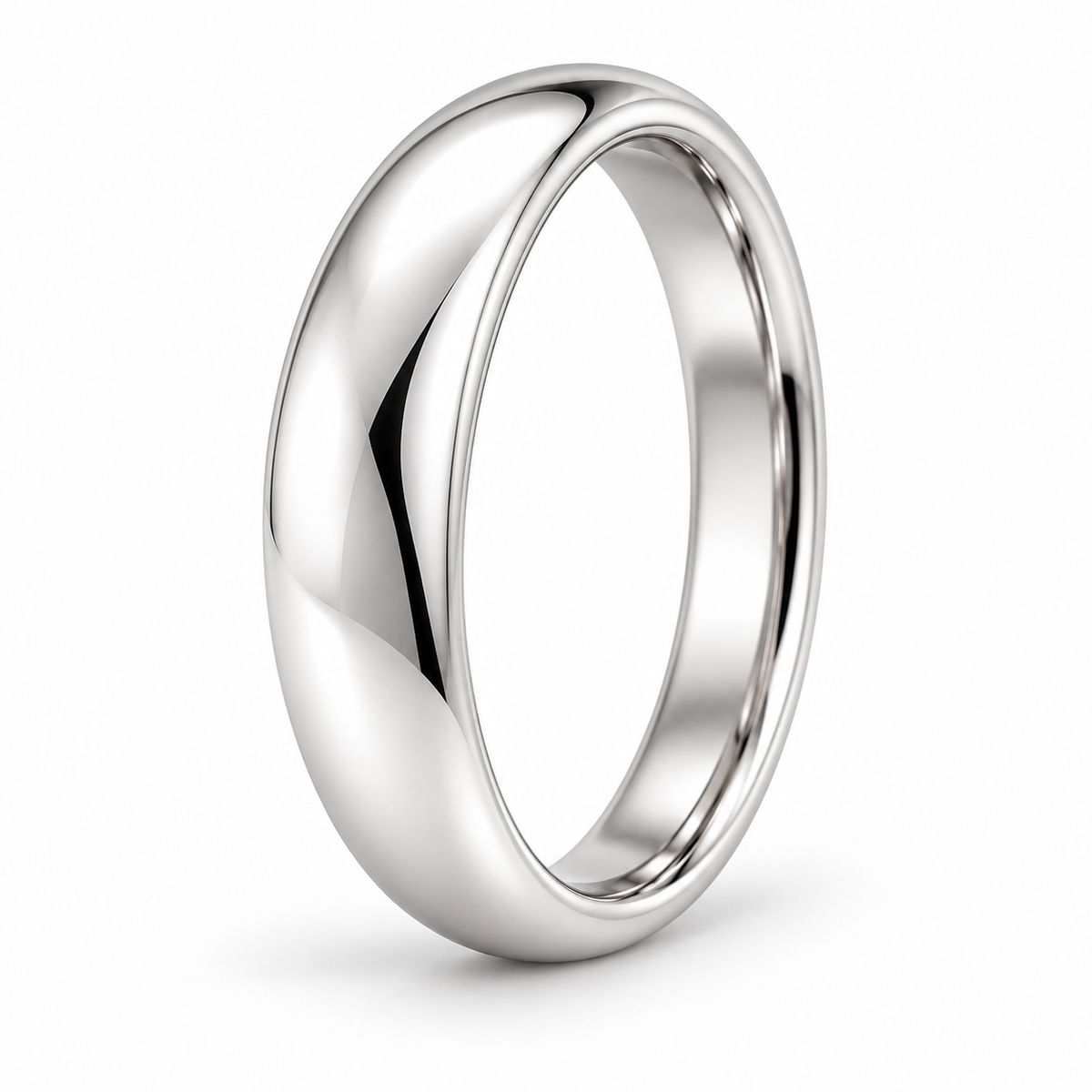 [metal:white-gold] Florence Ribbon Band — three-quarter — Tapered ribbon band, standing oblique studio view [catalog-v4]