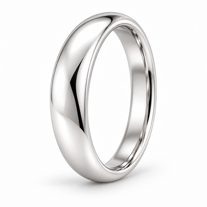 [metal:white-gold] Florence Ribbon Band — three-quarter — Tapered ribbon band, standing oblique studio view [catalog-v4]