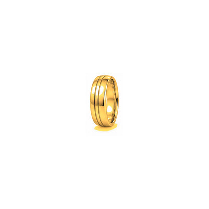 [metal:yellow-gold] Florian Grooved Band — yellow gold hero — illustrative catalogue render