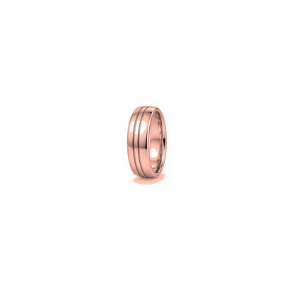 [metal:rose-gold] Florian Grooved Band — rose gold hero — illustrative catalogue render