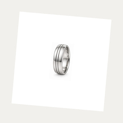 [metal:white-gold] Florian Grooved Band — white gold alternate — illustrative catalogue render