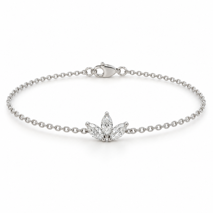 [metal:white-gold] Floriane Marquise Cluster Bracelet — front — Floriane Marquise Cluster Bracelet front design illustration [catalog-v4]