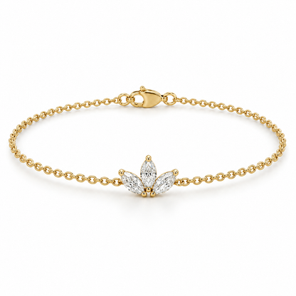 [metal:yellow-gold] Floriane Marquise Cluster Bracelet — front — Floriane Marquise Cluster Bracelet front design illustration [catalog-v4]