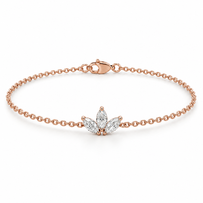 [metal:rose-gold] Floriane Marquise Cluster Bracelet — front — Floriane Marquise Cluster Bracelet front design illustration [catalog-v4]