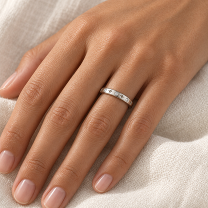 [metal:all] Freya Celestial Ring — worn — Human-worn styling illustration [catalog-v4]