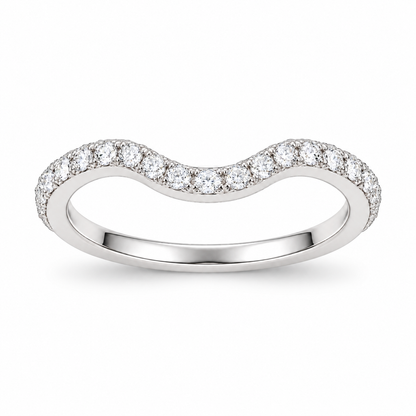[metal:white-gold] Gabrielle Curved Diamond Ring — front — Gently curved pavé nesting band, shallow front studio view [catalog-v4]