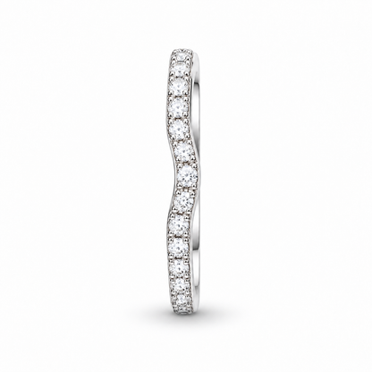 [metal:white-gold] Gabrielle Curved Diamond Ring — side-profile — Gently curved pavé nesting band, edge profile studio view [catalog-v4]