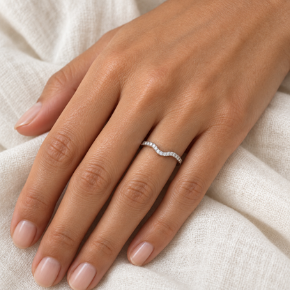 [metal:all] Gabrielle Curved Diamond Ring — worn — Human-worn styling illustration [catalog-v4]