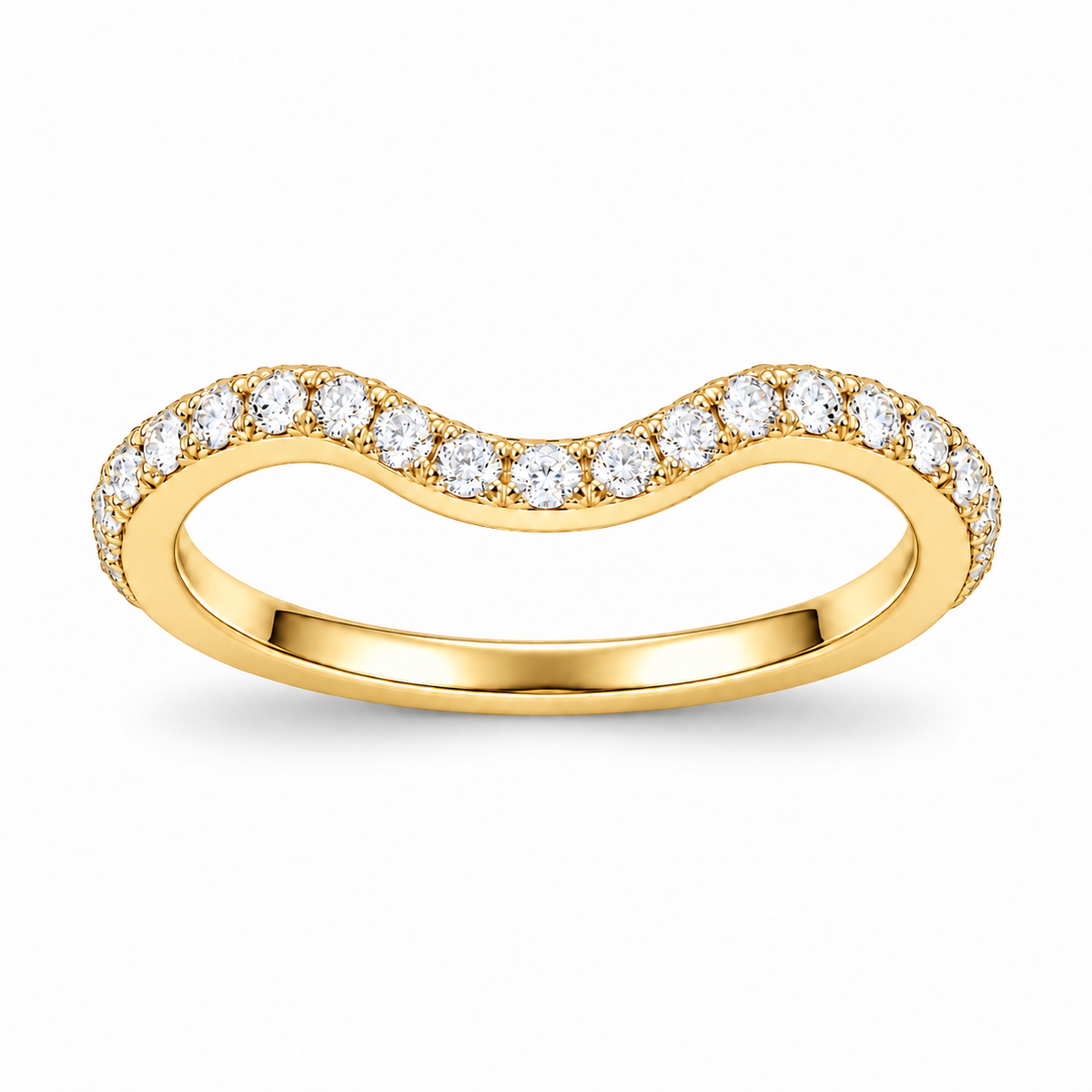 [metal:yellow-gold] Gabrielle Curved Diamond Ring — front — Yellow gold colour preview [catalog-v4]