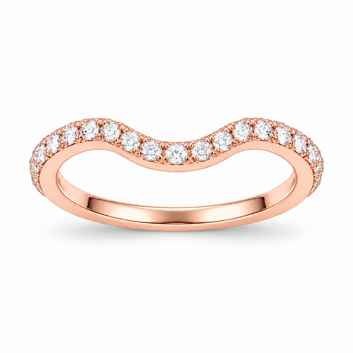 [metal:rose-gold] Gabrielle Curved Diamond Ring — front — Rose gold colour preview [catalog-v4]