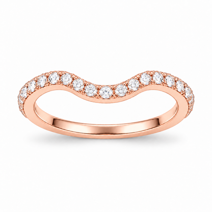 [metal:rose-gold] Gabrielle Curved Diamond Ring — front — Rose gold colour preview [catalog-v4]