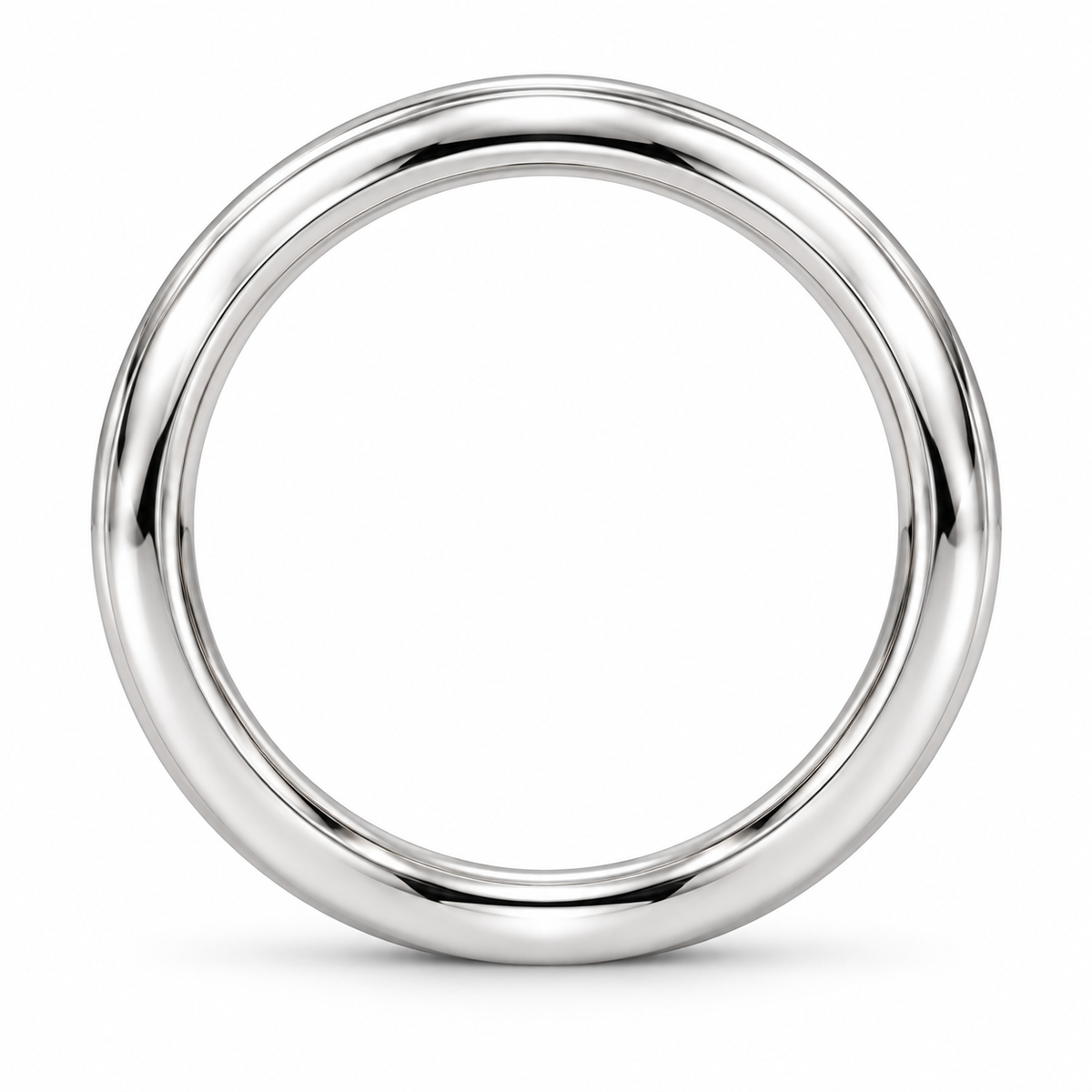 [metal:white-gold] Genevieve Cathedral Band — top — Raised-ridge band, circular elevation studio view [catalog-v4]