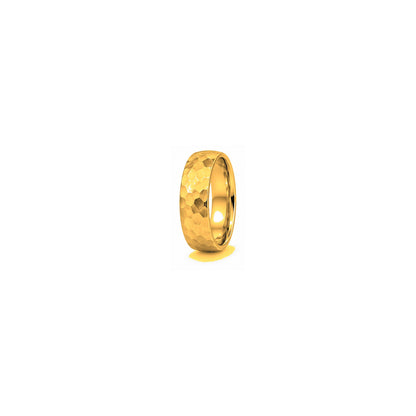 [metal:yellow-gold] Gideon Hammered Band — yellow gold hero — illustrative catalogue render
