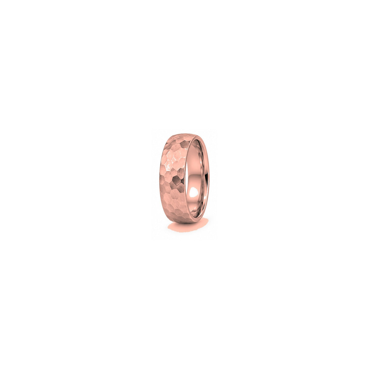 [metal:rose-gold] Gideon Hammered Band — rose gold hero — illustrative catalogue render