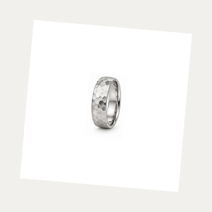 [metal:white-gold] Gideon Hammered Band — white gold alternate — illustrative catalogue render