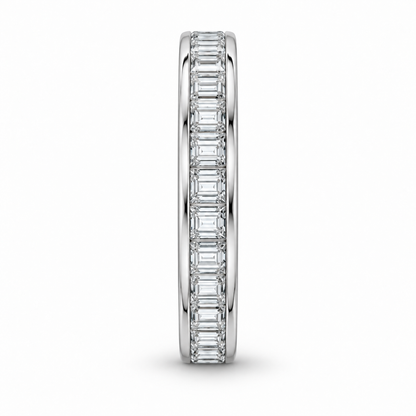 [metal:white-gold] Giselle Baguette Eternity Ring — side-profile — Channel baguette eternity ring, edge profile studio view [catalog-v4]