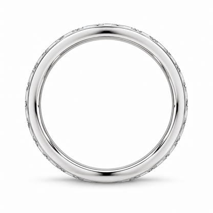 [metal:white-gold] Giselle Baguette Eternity Ring — top — Channel baguette eternity ring, circular elevation studio view [catalog-v4]