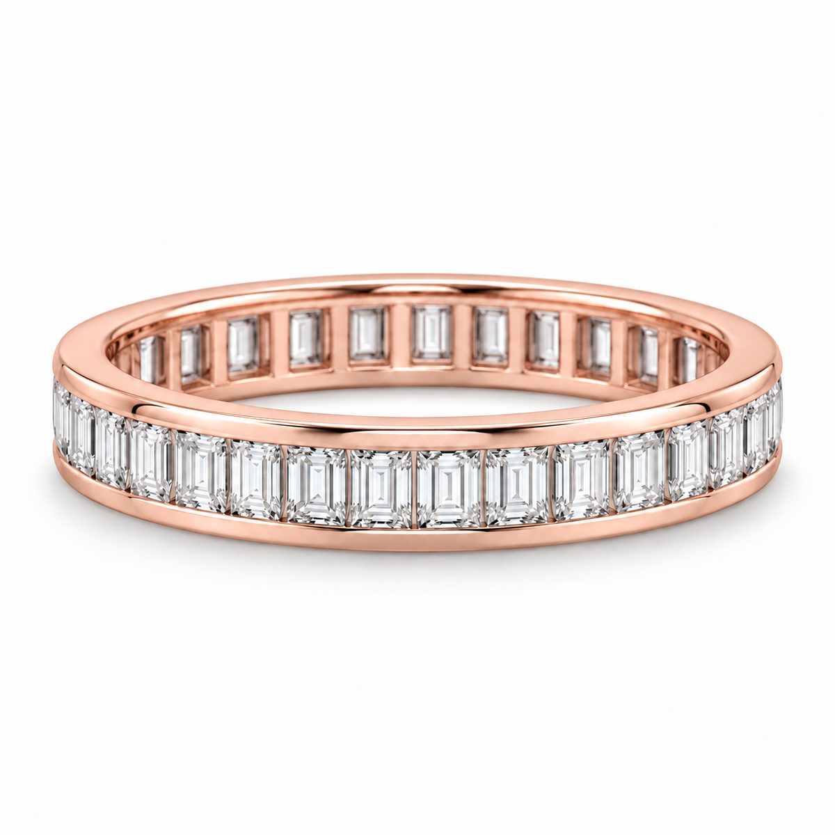 [metal:rose-gold] Giselle Baguette Eternity Ring — front — Rose gold colour preview [catalog-v4]
