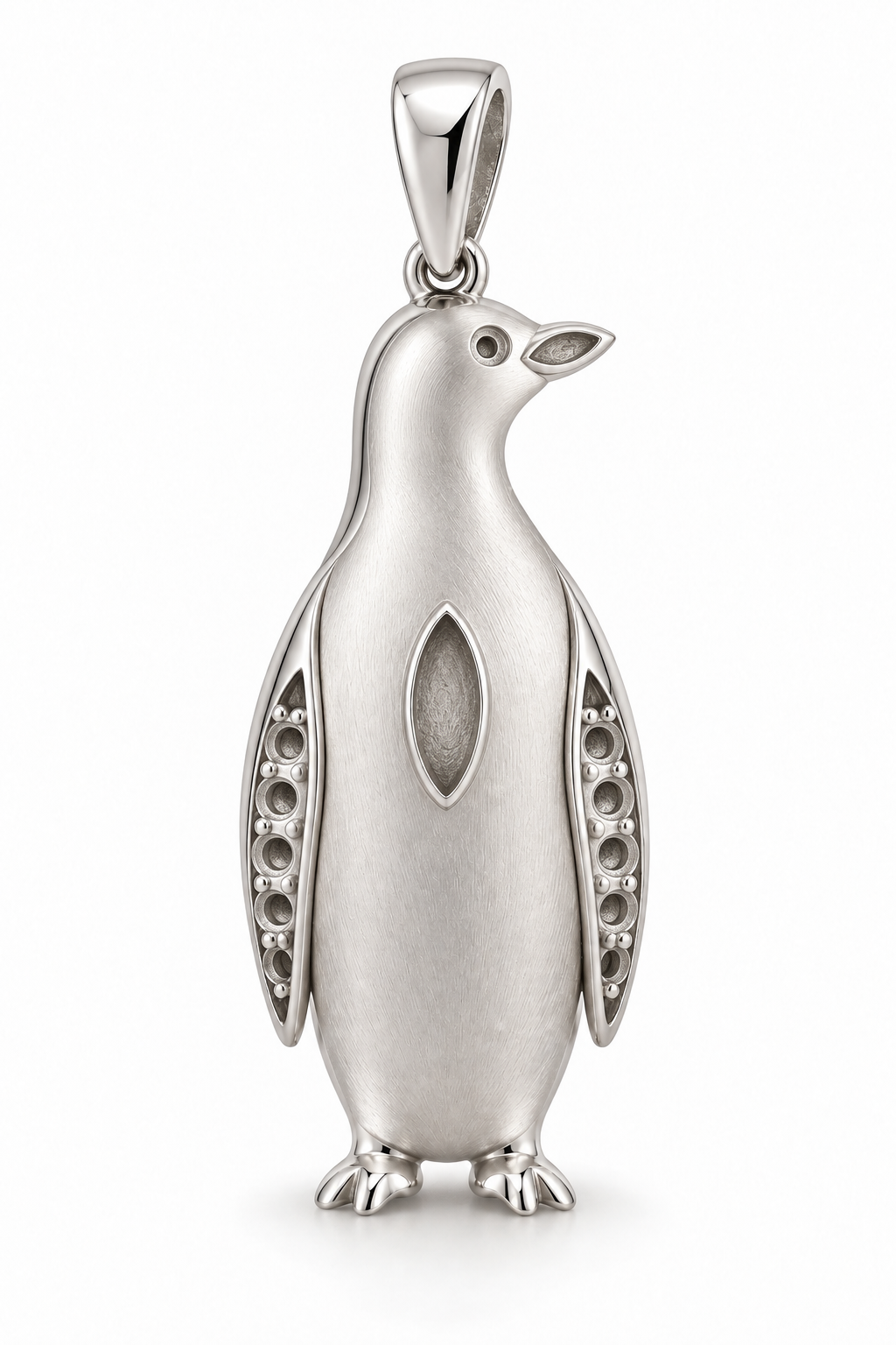 Glacielle Penguin Pendant — plain reverse — [metal:all] — Model styling:19-inch (48.3 cm) chain; pendant sold separately