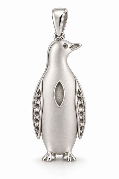 Glacielle Penguin Pendant — plain reverse — [metal:all] — Model styling:19-inch (48.3 cm) chain; pendant sold separately