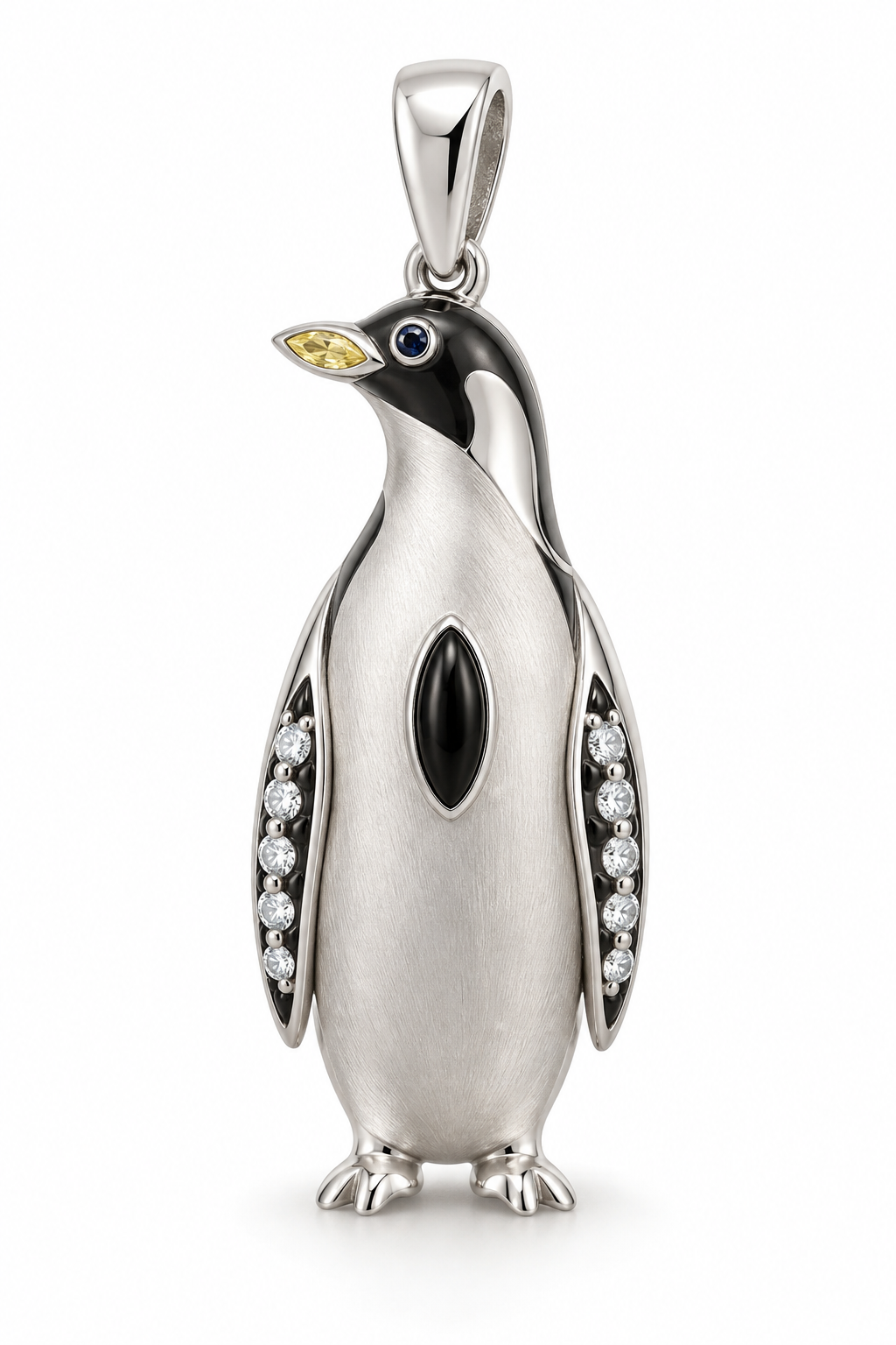 Glacielle Penguin Pendant - hero - [metal:platinum] - Model styling: 19-inch (48.3 cm) chain; pendant sold separately