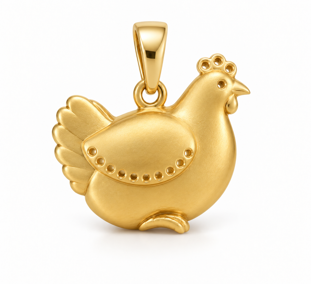 Grainne Chicken Pendant — plain reverse — [metal:all] — Model styling:19-inch (48.3 cm) chain; pendant sold separately