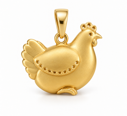 Grainne Chicken Pendant — plain reverse — [metal:all] — Model styling:19-inch (48.3 cm) chain; pendant sold separately