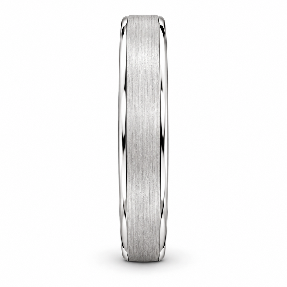[metal:white-gold] Helene Brushed Band — side-profile — Brushed band with polished edges, edge profile studio view [catalog-v4]