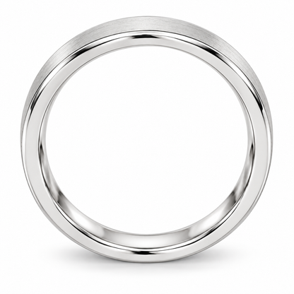 [metal:white-gold] Helene Brushed Band — top — Brushed band with polished edges, circular elevation studio view [catalog-v4]
