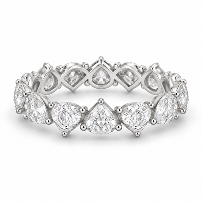 [metal:white-gold] Honora Pear Eternity Ring — front — Alternating pear diamond eternity ring, shallow front studio view [catalog-v4]