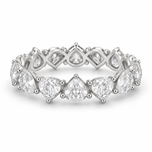 [metal:white-gold] Honora Pear Eternity Ring — front — Alternating pear diamond eternity ring, shallow front studio view [catalog-v4]