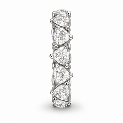 [metal:white-gold] Honora Pear Eternity Ring — side-profile — Alternating pear diamond eternity ring, edge profile studio view [catalog-v4]