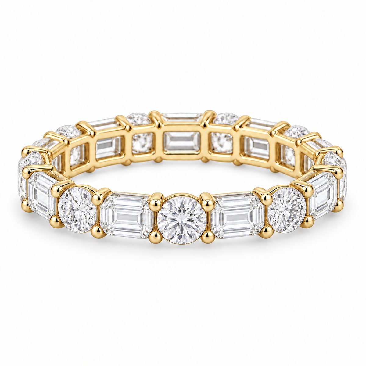 [metal:yellow-gold] Iris Mixed-Cut Eternity Ring — front — Yellow gold colour preview [catalog-v4]
