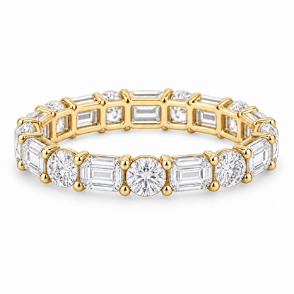 [metal:yellow-gold] Iris Mixed-Cut Eternity Ring — front — Yellow gold colour preview [catalog-v4]