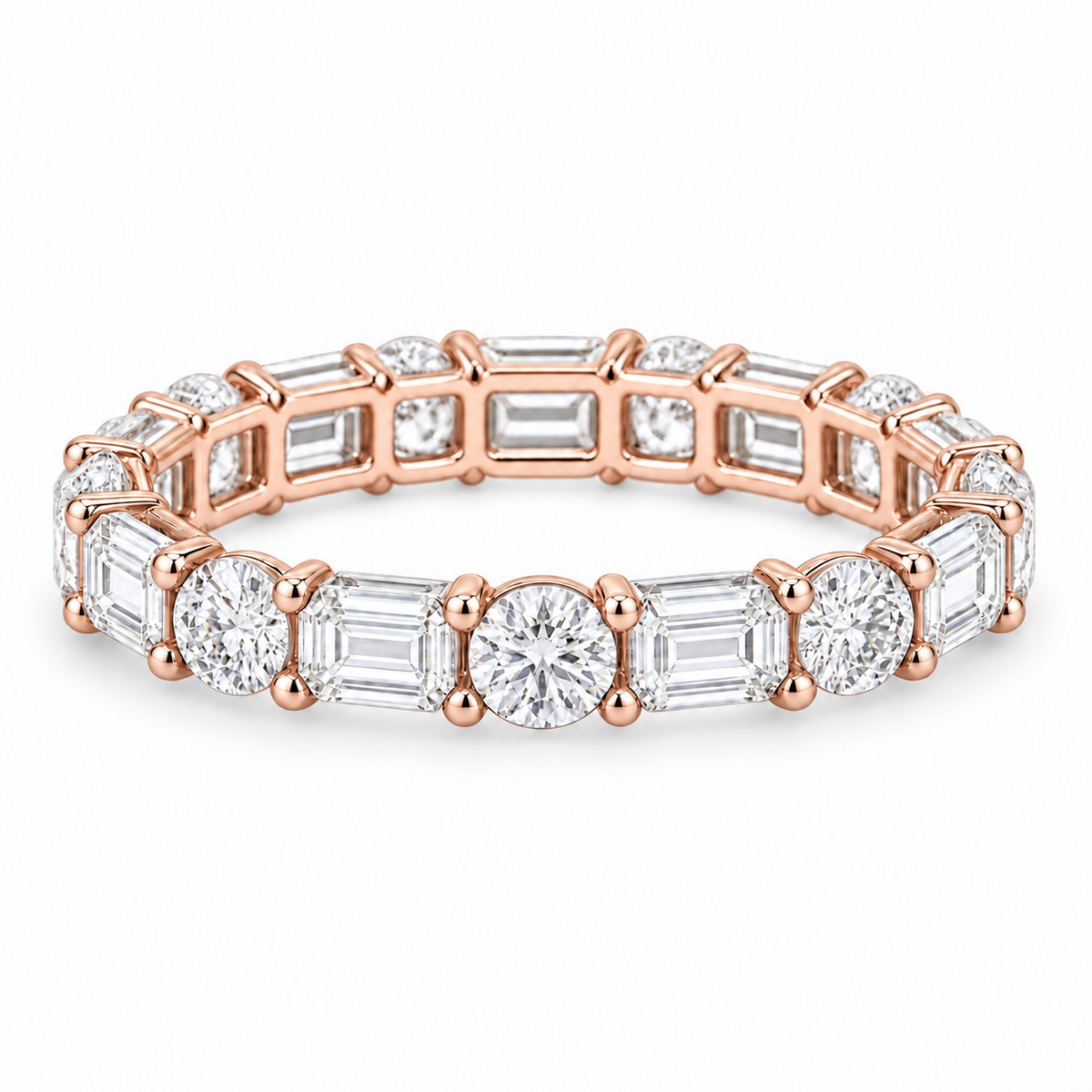 [metal:rose-gold] Iris Mixed-Cut Eternity Ring — front — Rose gold colour preview [catalog-v4]